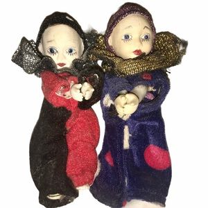 Pair of Vintage Collectible Pierrot Clipper Dolls